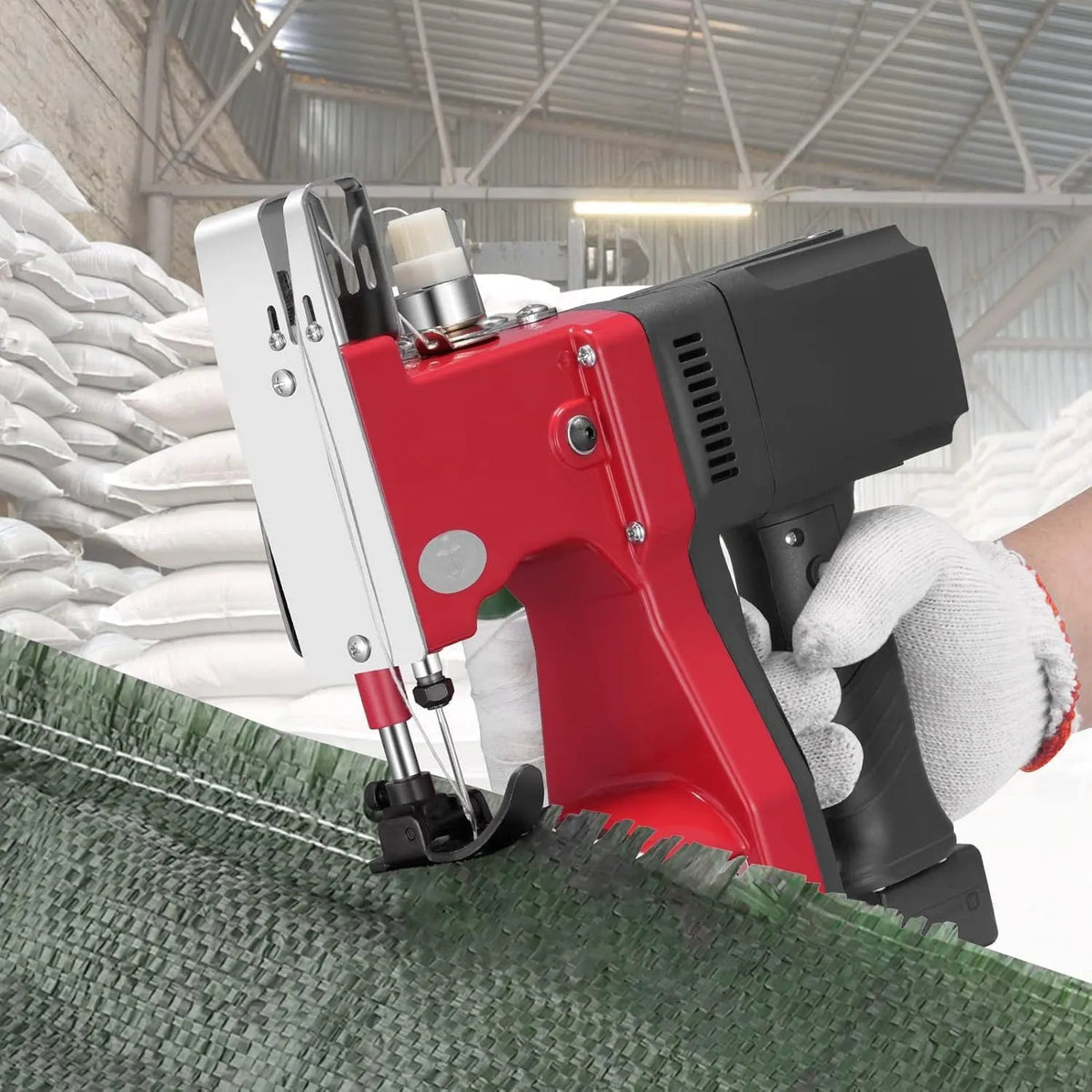 Machine À Coudre, Portable, machine à coudre électrique, 220 V, rouge, plastique, pour Tissé Serpent Sac Sac De Riz En Plastique Sac En Pla