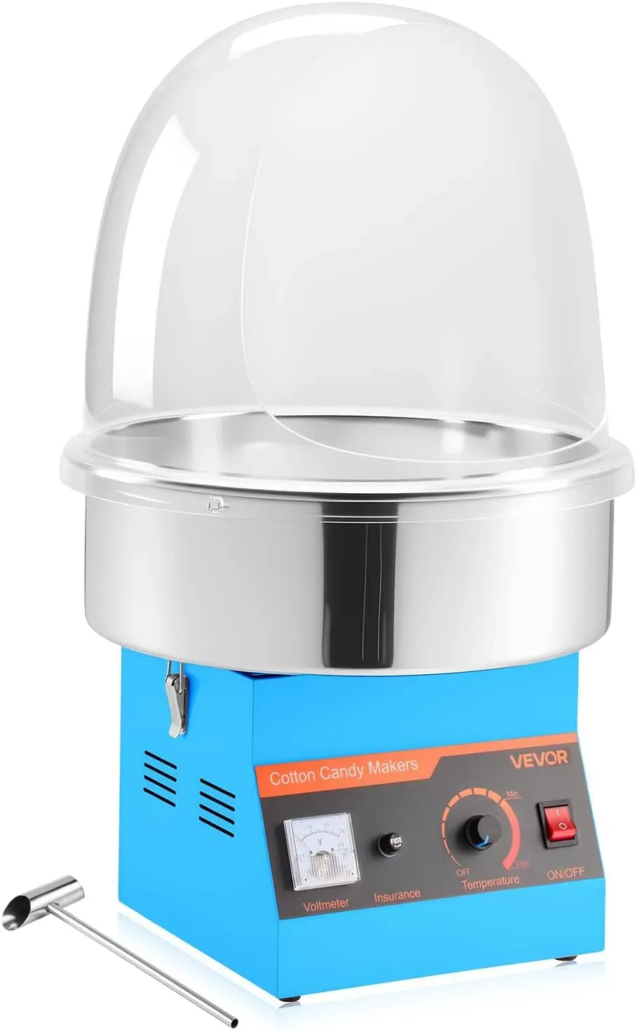 VEVOR Machine à Barbe, appareil à barbe à papa, 1000 W, acier inoxydable, bleu, pour Faire des Bonbons Fêtes Anniversaires Maison