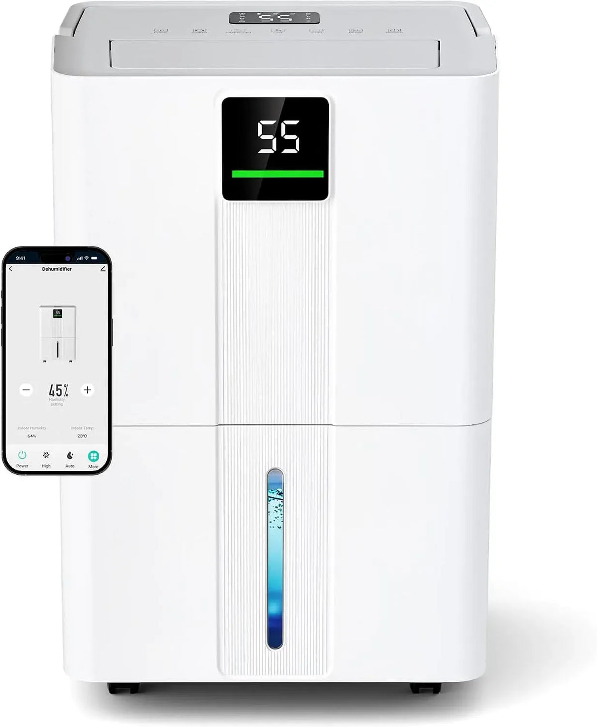 Déshumidificateur, 5,5 L, JUMMICO 30L/Jour, minuteur, Wi-Fi, grand réservoir, décoration de salon, silencieux, appartement, 2 vitesses
