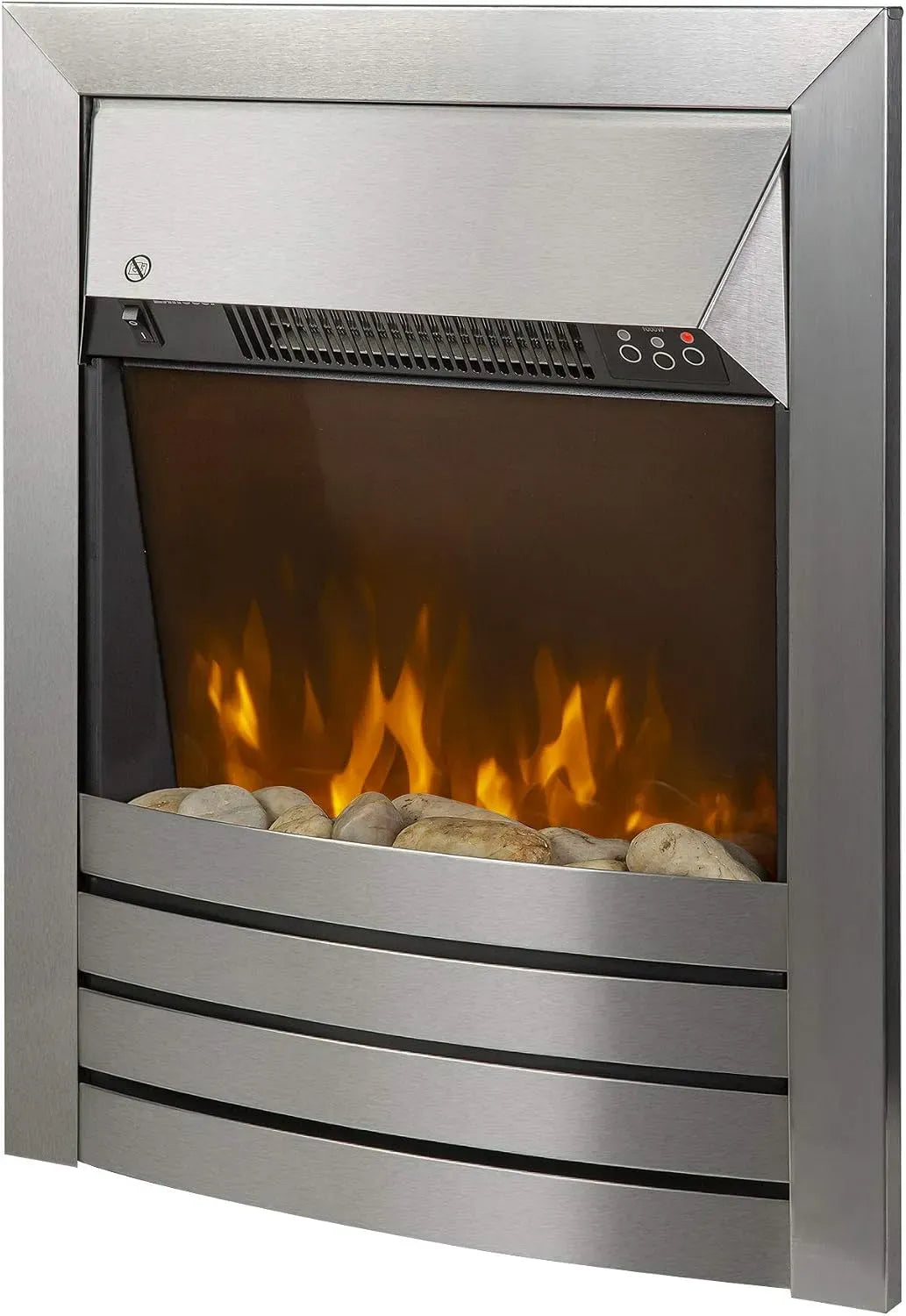 ZEFIST1001SS Incendie électrique, Acier Inoxydable, 2000 W