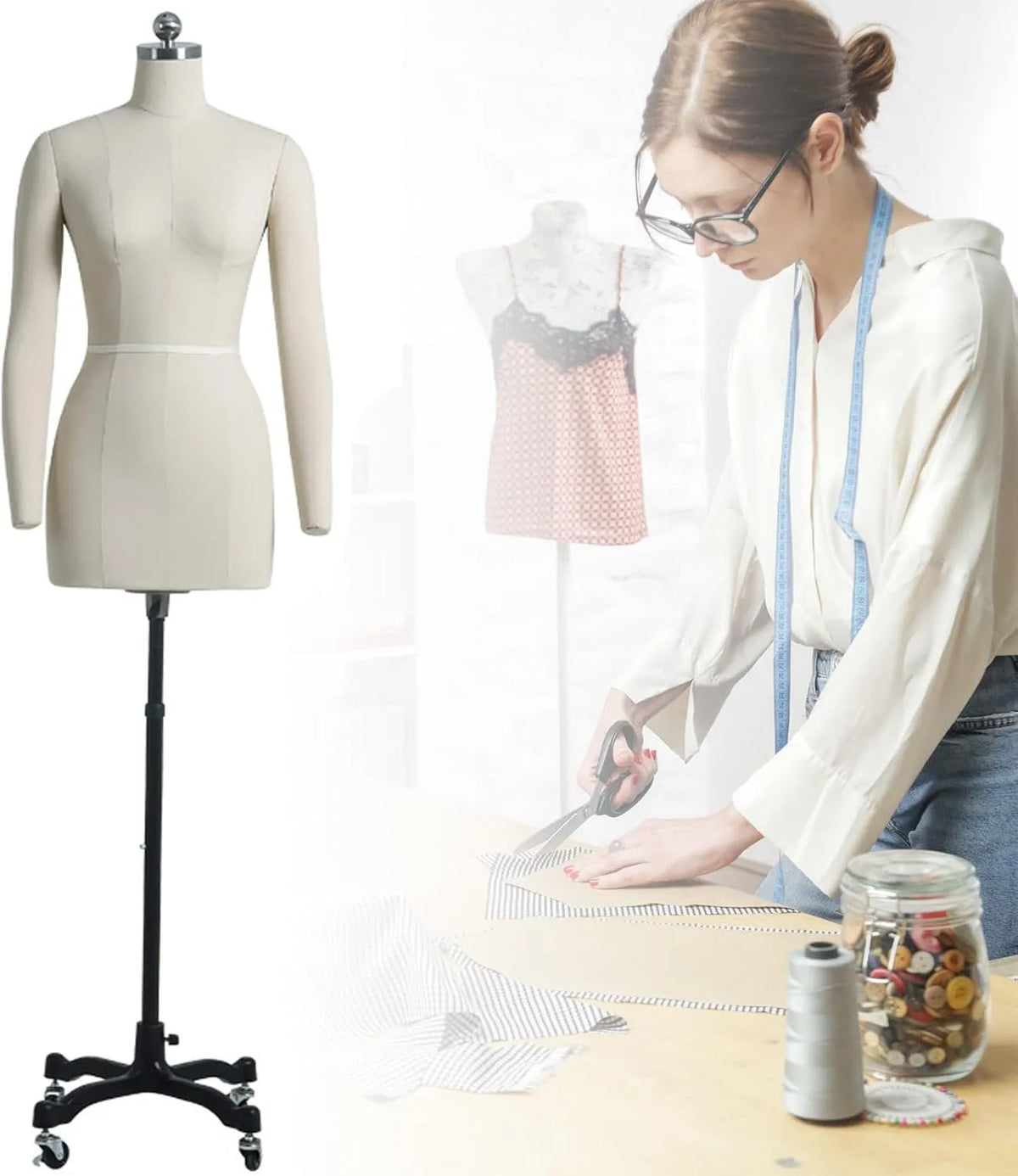WITHarms-XL86 boutique, Mannequin de Couture Buste de Femme réglable en Hauteur, Mannequin femme grande taille, mannequin de couture avec base