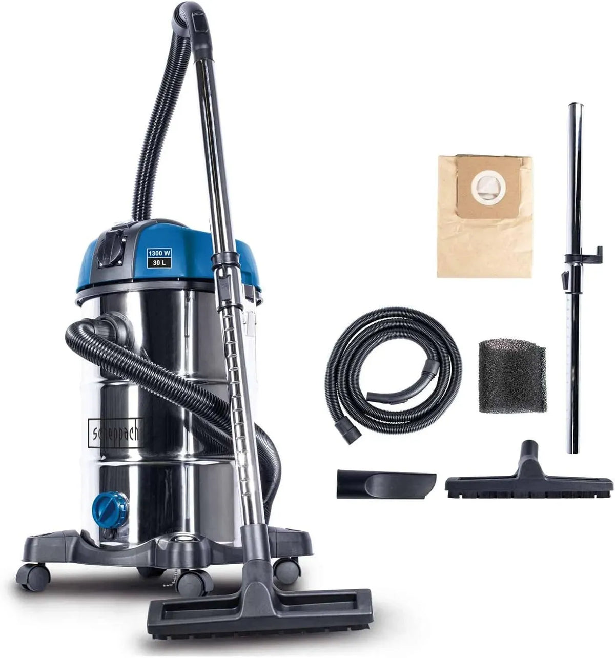 Scheppach NTS30Premium Aspirateur, 30 L, 1300 W, 20000Pa de Puissance d'aspiration