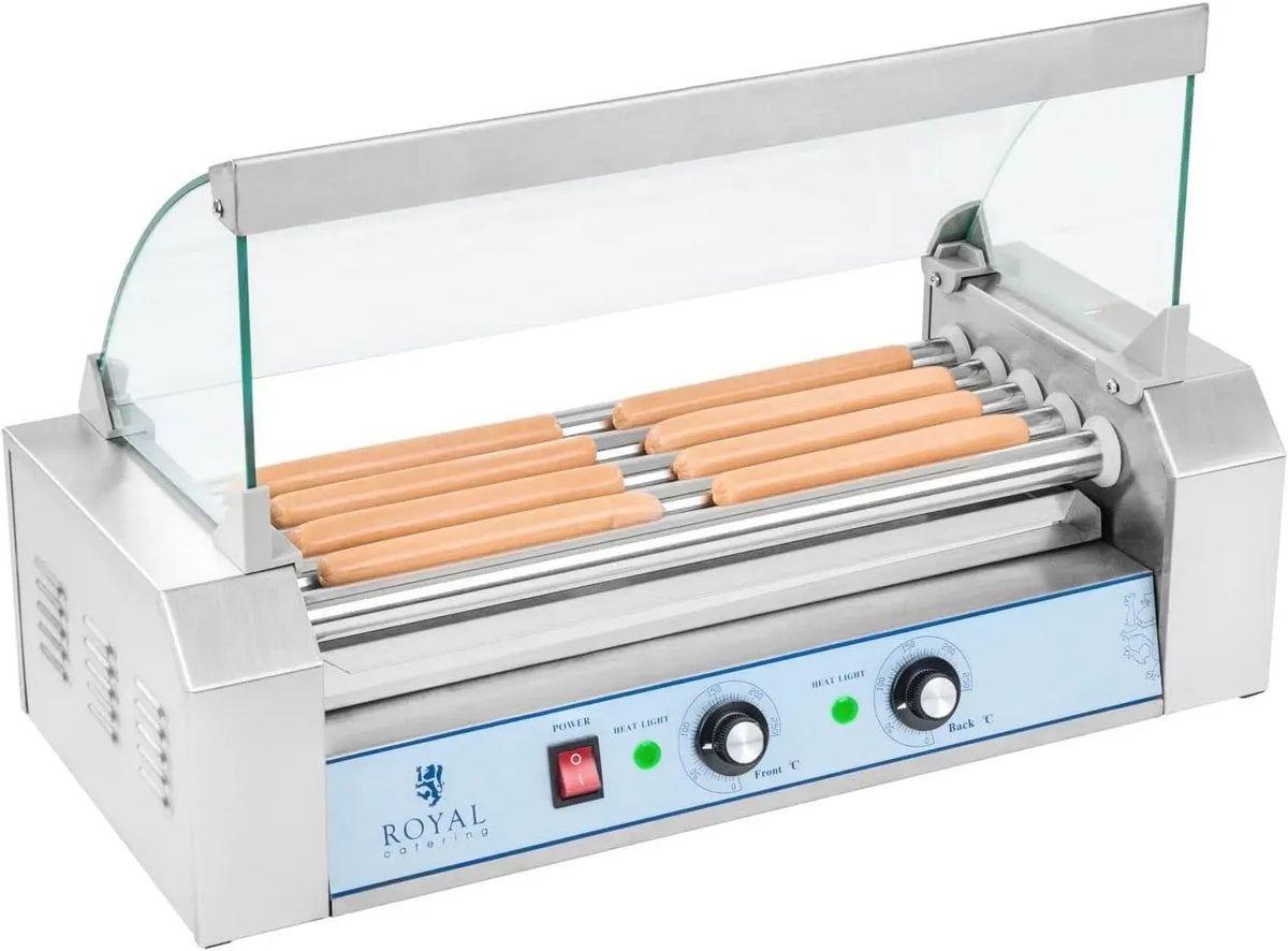RCHG-5E Machine à Hot-dogs, Grill, 58,5x26x38cm, 2 foyers, 850 W, restauration, acier inoxydable, fonction chauffante