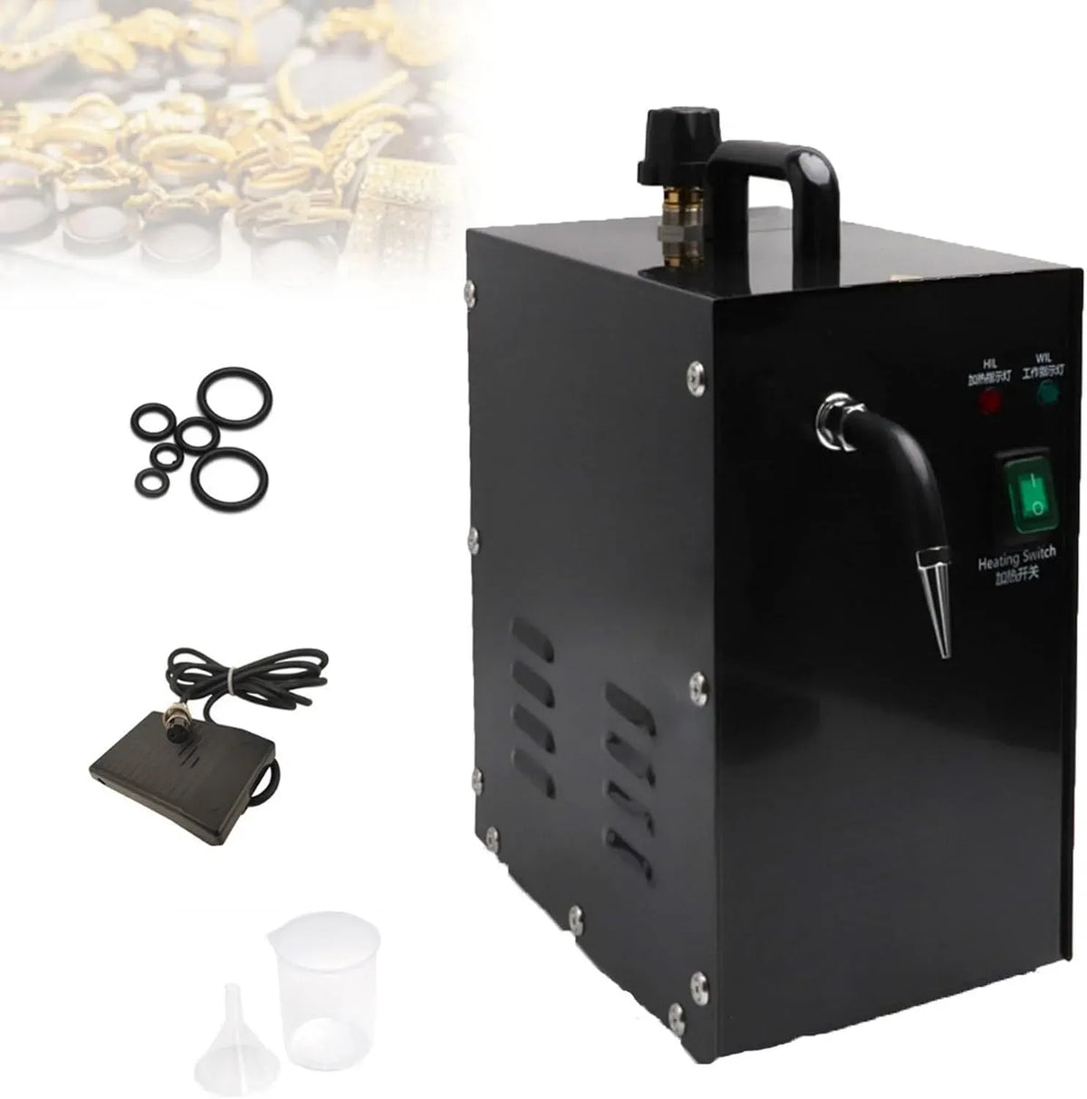 Nettoyeur, 2 L, 1300 W, 4 kg, 4K UHD, vapeur, professionnel, 2 zones de température, noir, pour Bijoux
