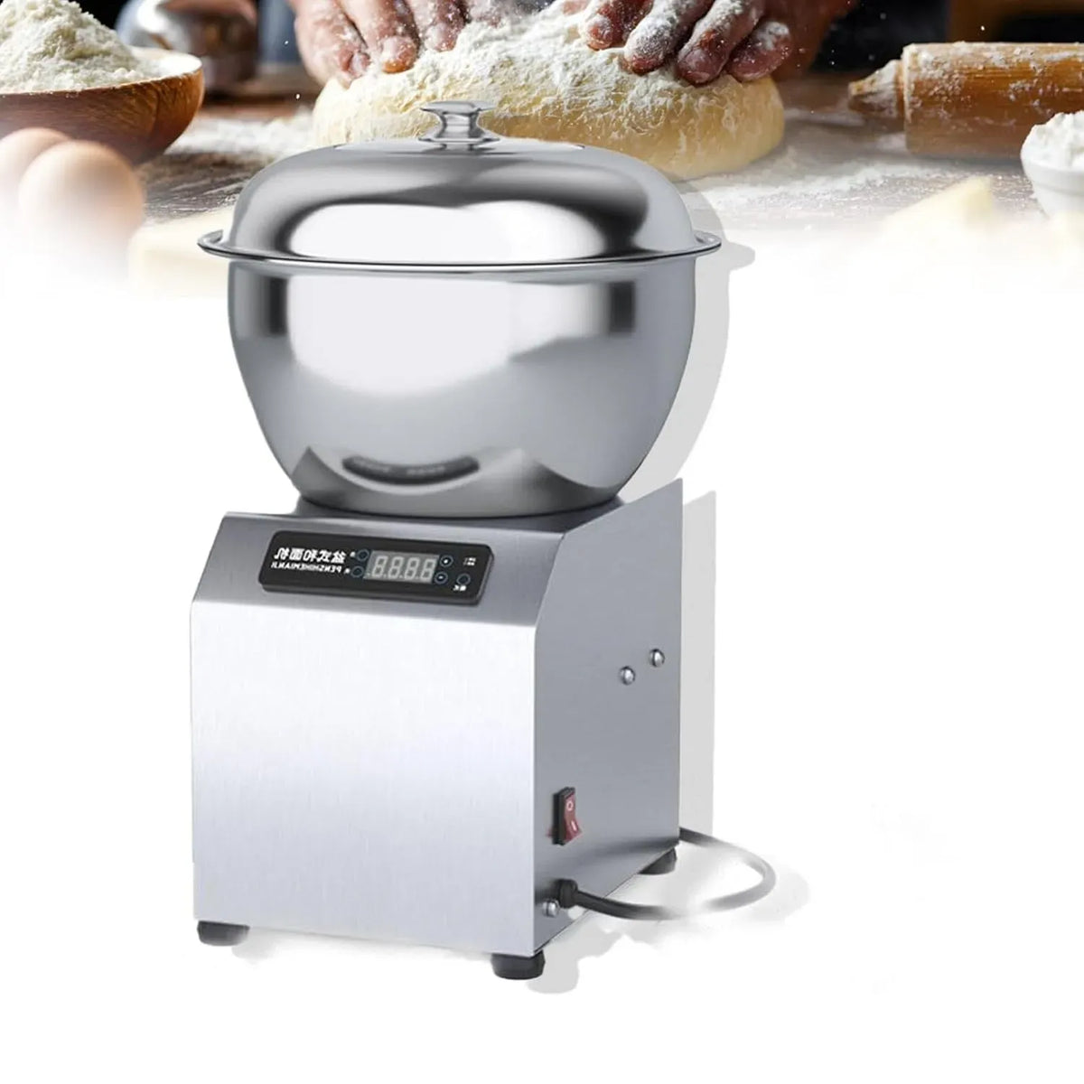 Batteur électrique, Spiral, pour Pizzeria Et Usage Domestique, Pétrin 8kg, Bol Inox 304, Double Rotation, Couvercle Verre