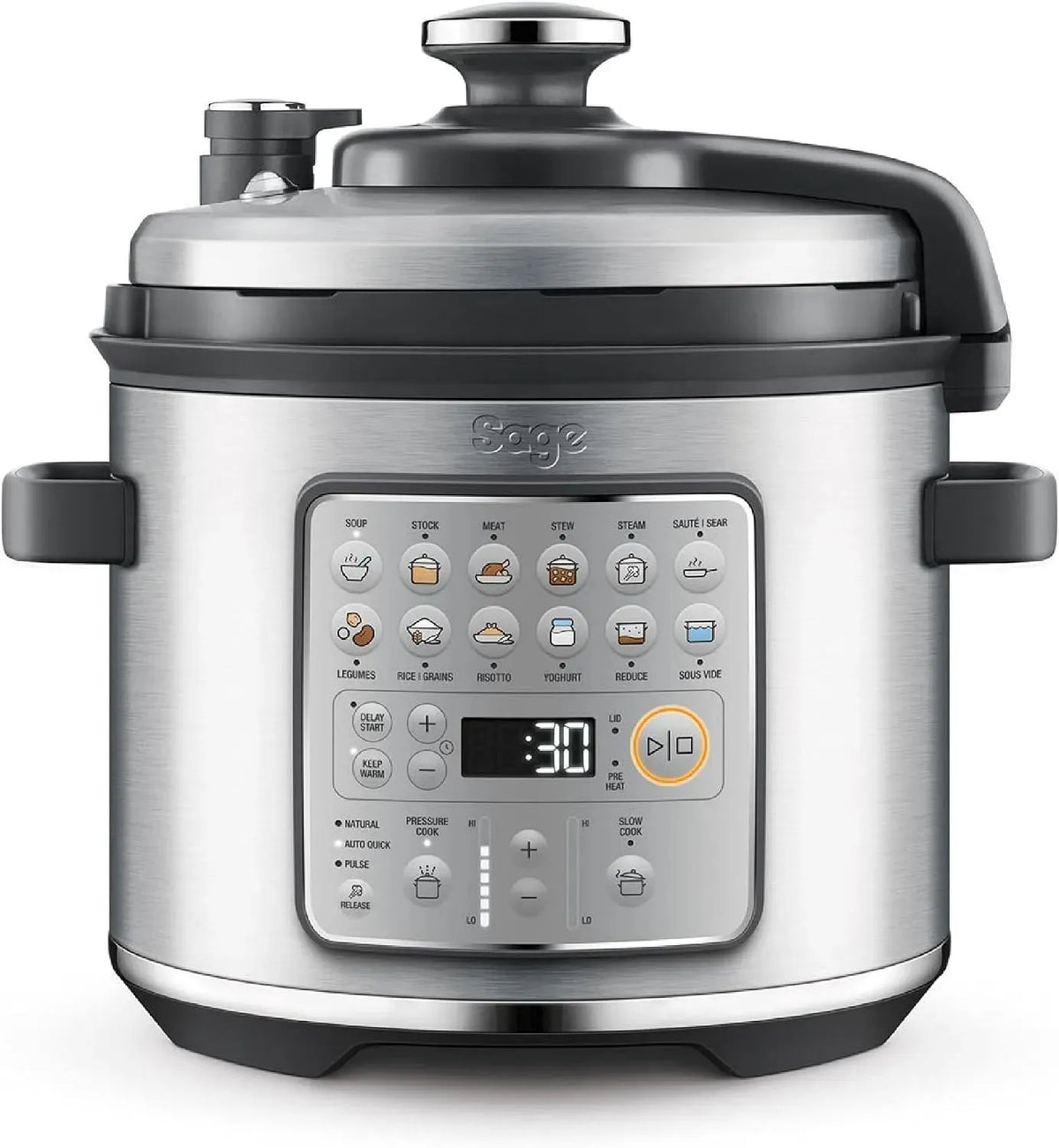 Sage Lave-vaisselle, 6 L, vapeur, acier inoxydable, Sécurité 3 Voies; Cuisson Sous Pression, 14 Raccourcis, Vapeur et Yaourt
