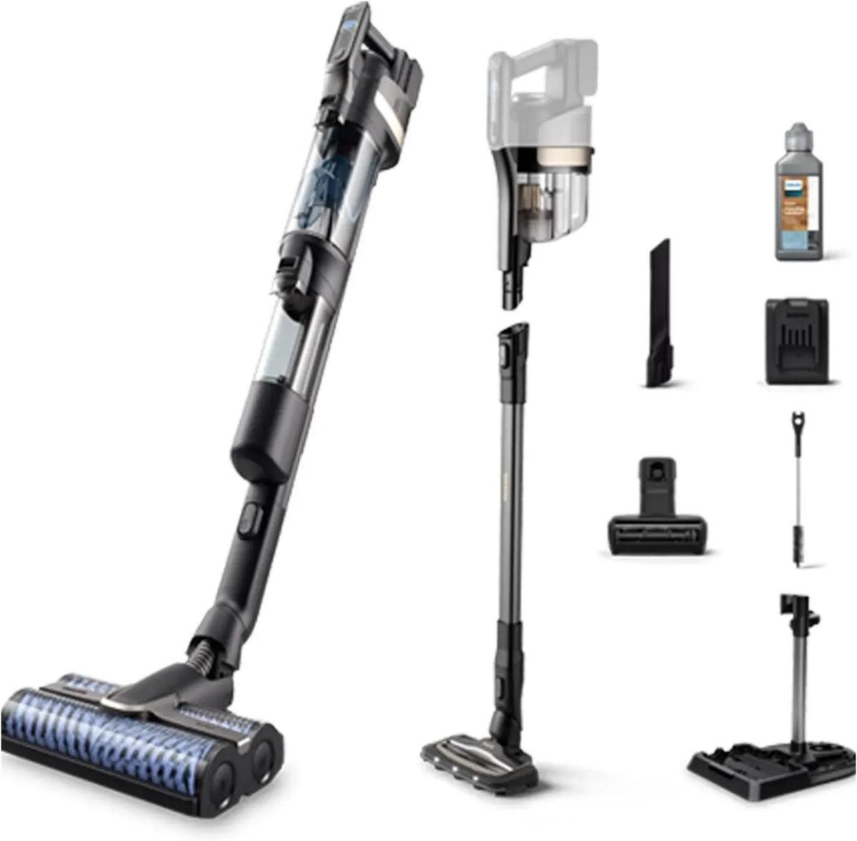 Philips XW9384/01 Aspirateur, dalle IPS, noir, Jusqu'à 45 Min d'autonomie et 185 m², 3 Modes de Nettoyage