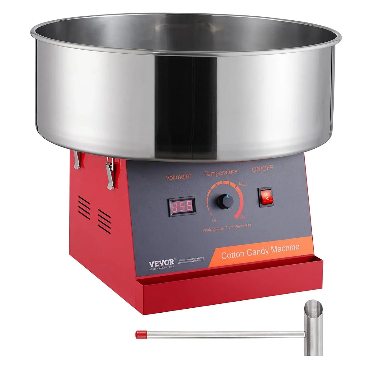 VEVOR Machine à barbe, appareil à barbe à papa, 1000 W, professionnel, acier inoxydable, rouge, pour maison