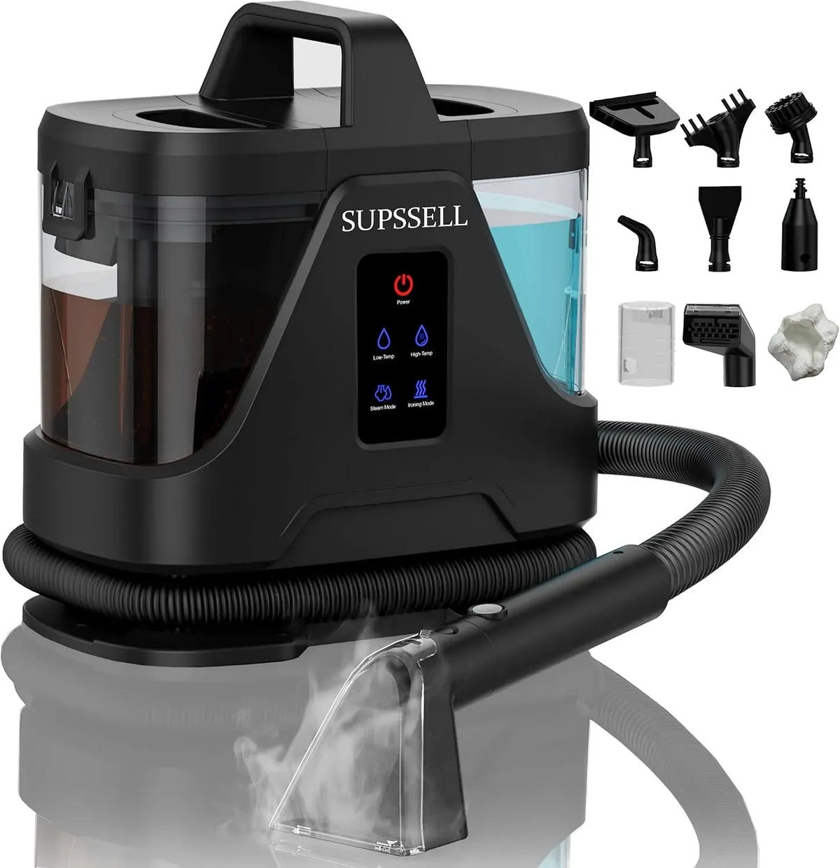 Aspirateur, Shampouineuse, vapeur, 16kPa vapeur 100°C aspiration profonde canapé tapis auto