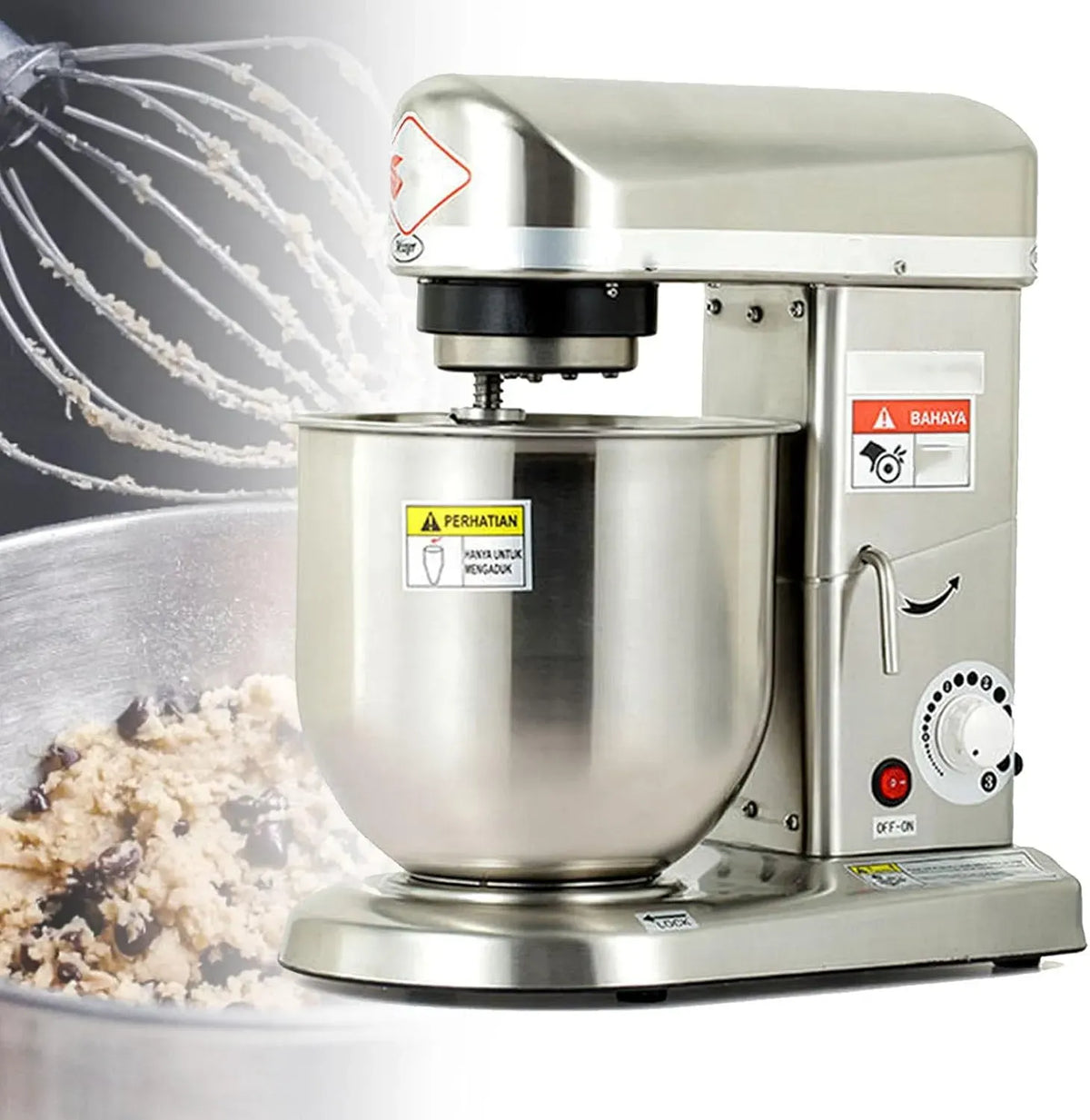 5L/7L/10L Batteur électrique sur socle, crochet à pâte, pour batteur de cuisine multifonctions avec impulsion, batteur à gâteaux à tête inclinable 3