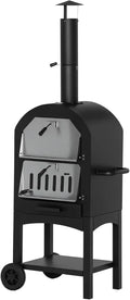 Four électrique à pizza, extérieur, roulettes de déplacement, noir, Acier au Carbone, Pierre Réfractaire, Barbecue sur Roulettes