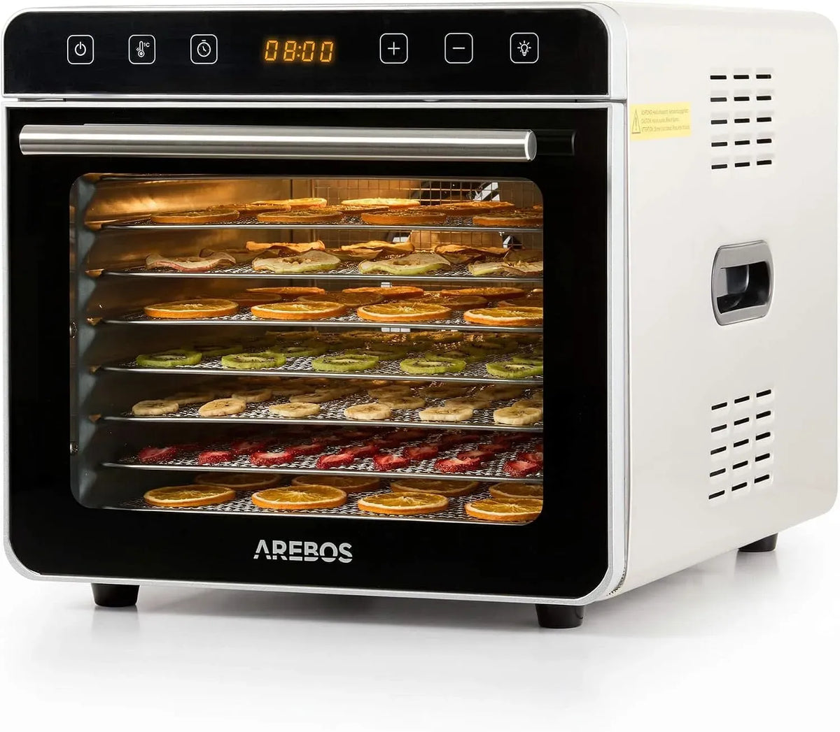 INOX 700 Écran Tactile, Déshydrateur Alimentaire W, 8 Grilles en Acier Inoxydable, Capacité 19 L, Minuterie 24 h, Éclairage LED, Fruits, 35-85 °C