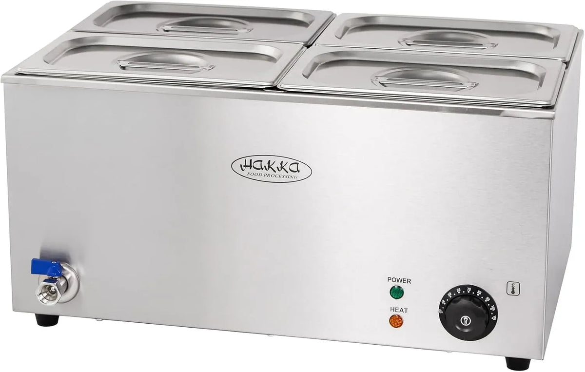 Chauffe-plats de buffet GN1/4, 30 à 85 °C, professionnel, restaurant, Hakka Bain-Marie Professionnel avec 4 x, Température réglable 30-85 °C