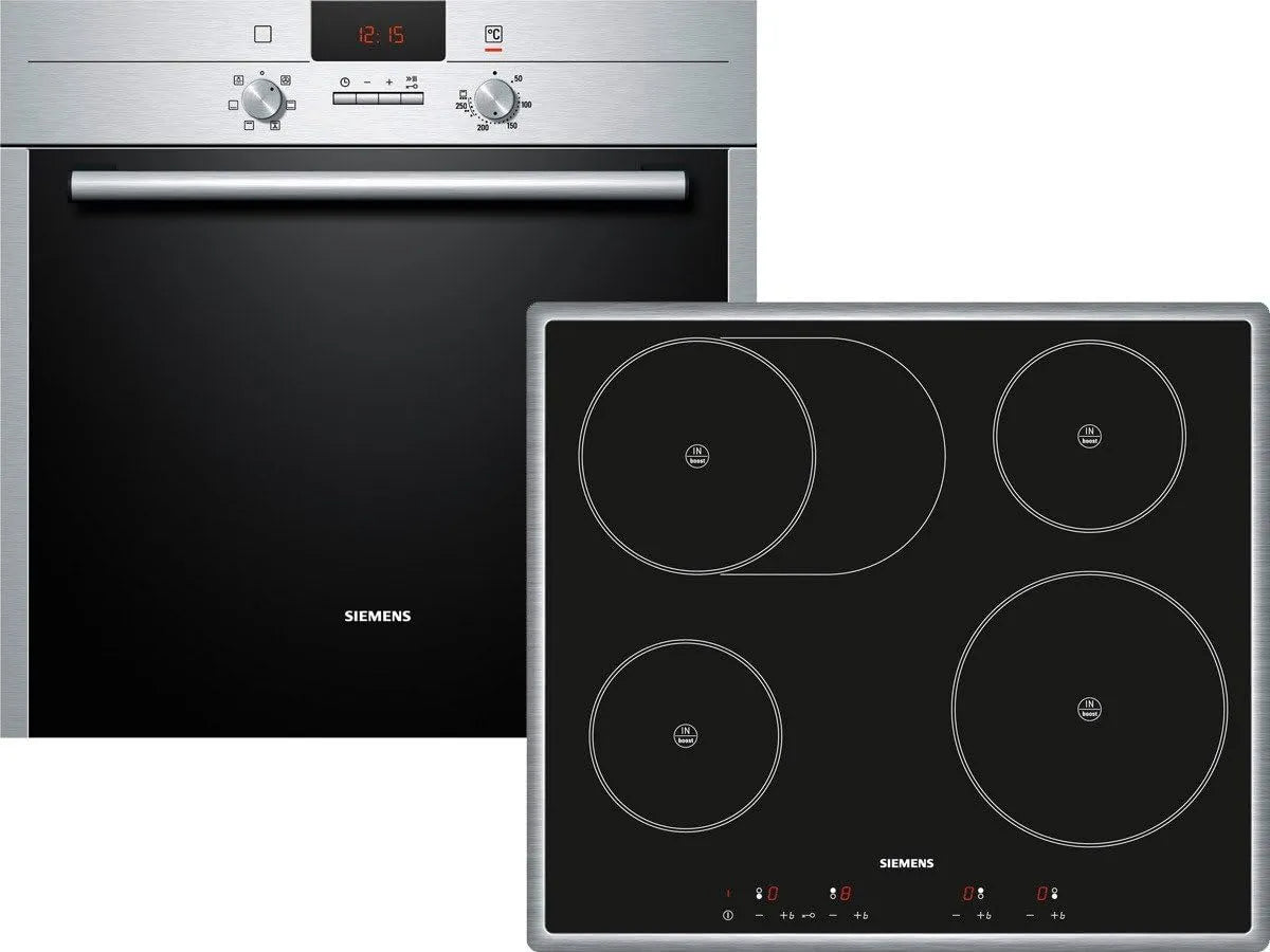 Siemens EQ242E200 Cuisinière avec four, encastrable, acier inoxydable, A -20%, 3 extracteurs télescopiques, plaque de cuisson: induction