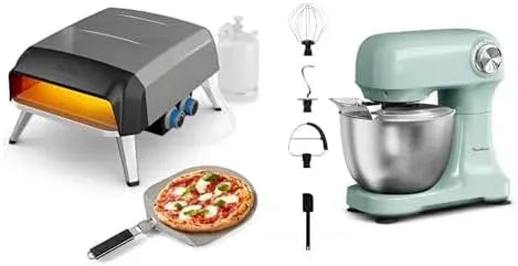 Moulinex JM412010 QA1413F0 Four électrique à pizza, extérieur, Pierre rotative à 360° pour cuisson uniforme, Lot Tefal Pizza Pronto Gaz