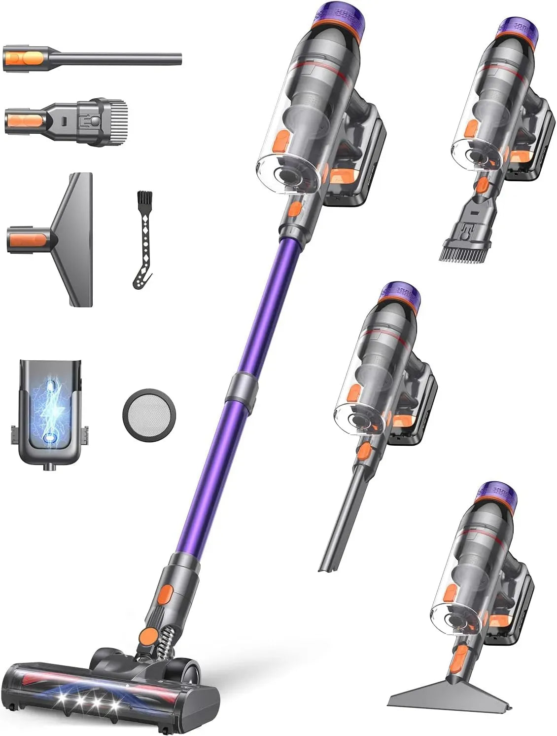 Aspirateur /45KPa, 550 W, installation murale, 60 Min d'Autonomie avec Mode Auto
