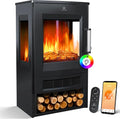 Ventilateur, 1800 W, Wi-Fi, application, noir, Effet de Flamme LED avec 9 Modes de Couleur, KESSER® Cheminée électrique avec Chauffage
