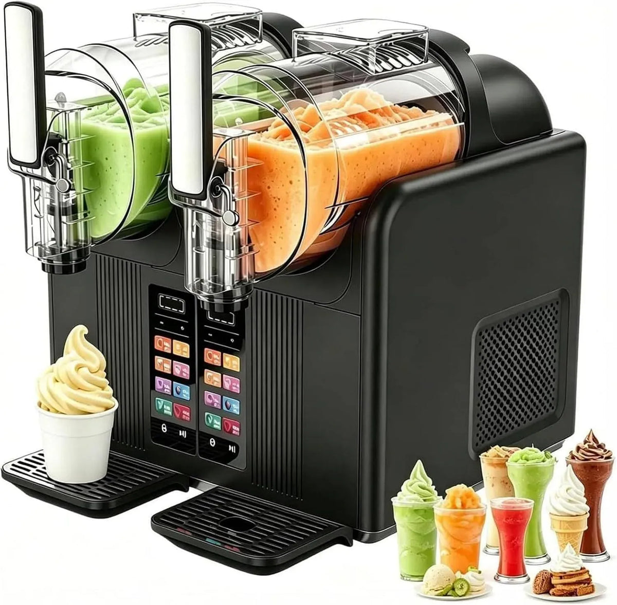 Machine à Granita, machine à granité, 2 L, 430 W, 7 programmes, tactile, verrouillage, noir